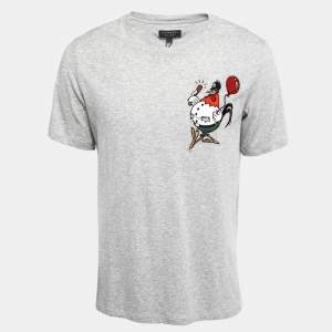 Burberry Grey Embroidered Cotton Crew Neck Half Sleeve  T-Shirt M