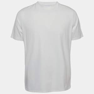 Burberry White Logo Embroidered Cotton Crew Neck T-Shirt XL