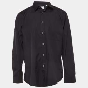 Burberry Black Cotton Long Sleeve Button Front Shirt XL