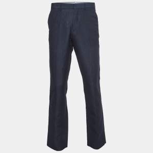 Burberry Navy Blue Linen Blend Classic Trousers M