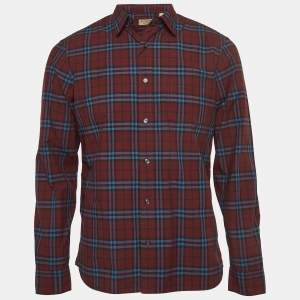 Burberry Crimson Red Checked Cotton Alexander Shirt M