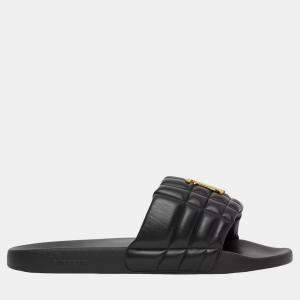 Burberry Black Monogram Motif Quilted Lambskin Slides EU 42