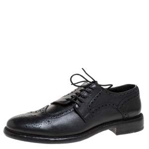 Burberry Black Brogue Leather Rayford Derby Size 44