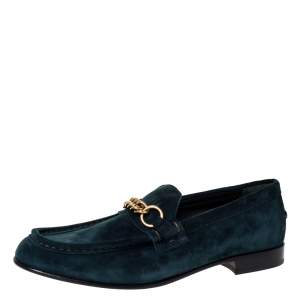  Burberry Green Suede Solway Slip On Loafers Size 43.5
