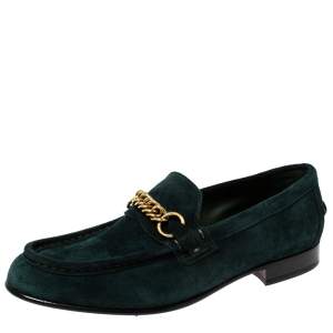  Burberry Green Suede Solway Slip On Loafers Size 42.5