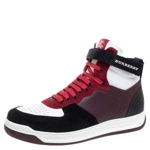 Burberry Multicolor Suede And Leather Dennis High Top Sneakers Size 44