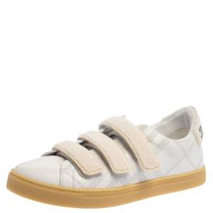 Burberry White Perforated Leather Bert Low Top Sneakers Size 43.5