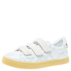 Burberry White Perforated Leather Bert Low Top Sneakers Size 41.5
