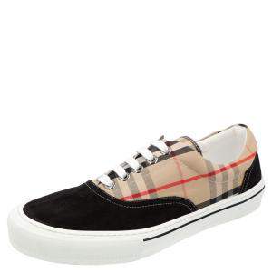 Burberry Check Canvas and Leather Wilson Sneakers Size EU 45