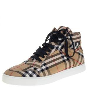 Burberry Multicolor Vintage Check Cotton Fabric High Top Sneakers Size 43