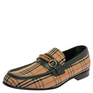Burberry Multicolor Nova Check Canvas And Leather Moorley Runway Loafers Size 45