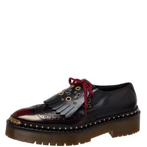 Burberry Two Tone Brogue Leather Bissett Fringe Lace Up Derby Size 41