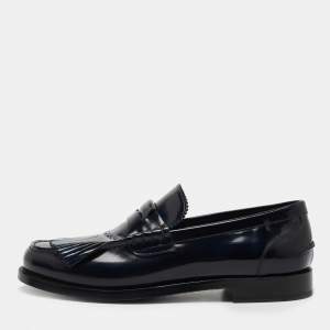 Burberry Two Tone Leather Bedmoore Fringe Loafers Size 44
