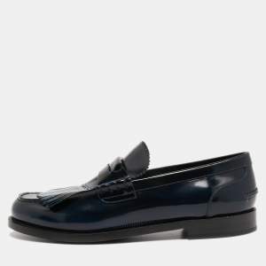 Burberry Two Tone Leather Bedmoore Fringe Loafers Size 45