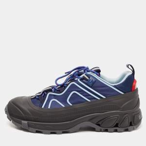 Pre Owned Burberry Navy Blue/Black Nylon and Rubber Arthur Low Top Sneakers Size 44