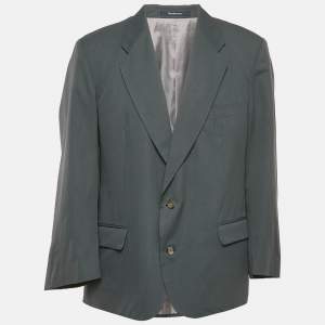 Burberry Prorsum Dark Grey Gabardine Single Breasted Blazer XXXL