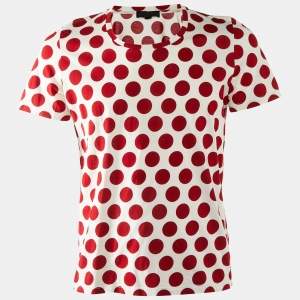 Burberry Prorsum Red/White Large Polka Dot Print Cotton T-Shirt M