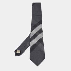 Burberry Grey Nova Check Silk Tie