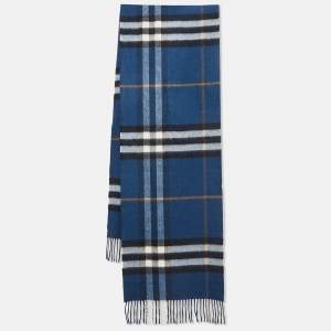 Burberry Blue Checked Cashmere Muffler