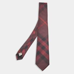 Burberry Burgundy House Checked Silk Slim Tie