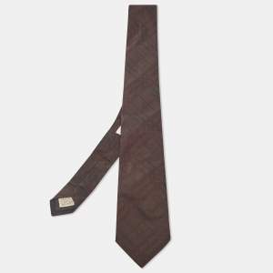 Burberry Burgundy Checks Wool & Silk Tie 