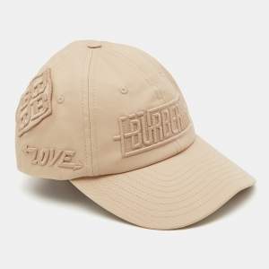 Burberry Beige Logo Embroidered Cotton Badge Appliqué Baseball Cap S