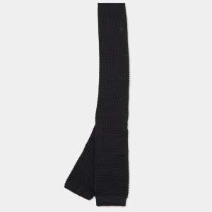 Pre Owned Burberry Black Silk Knit Skinny Tie