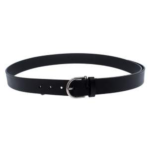 Pre Owned Burberry Black Leather Alex Buckle Belt 100CM