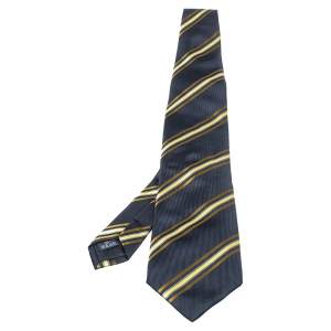 Burberry Vintage Navy Blue Striped Silk Tie