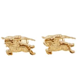 Pre Owned Burberry Gold Tone Equestrian Knight Cufflinks