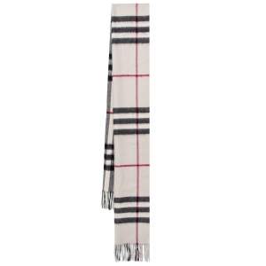 Burberry Beige Classic Checkered Cashmere Fringed Stole