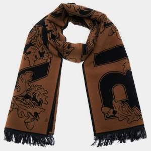 Burberry Brown Oak Leaf Wool Football Scarf