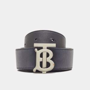 Burberry Navy Blue/Brown Leather TB Reversible Belt M
