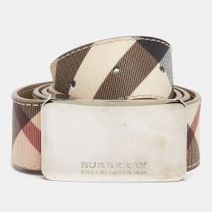 Burberry Beige Supernova Check Coated Canvas Buckle Belt 100 CM