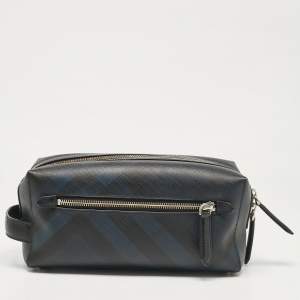 Burberry Navy Blue Nova Check PVC Travel Pouch