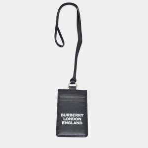 Pre Owned Burberry Black Leather Elmer Lanyard Card Holder