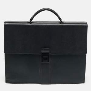 Pre Owned Burberry Black Leather Blackford Briefcase