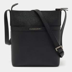 Burberry Black Leather Messenger Bag