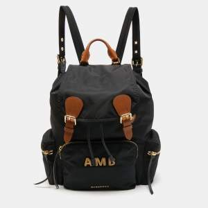 Burberry Black Nylon Rucksuck Backpack w/AMB Embroidered