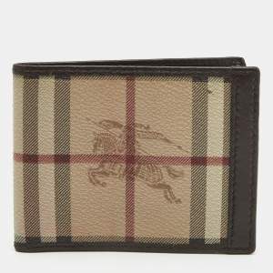 Burberry Beige/Brown Haymarket Check Coated Canvas and Leather Bifold Wallet