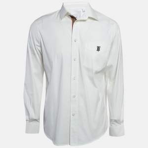 Burberry White Technical Cotton Button Front Shirt M