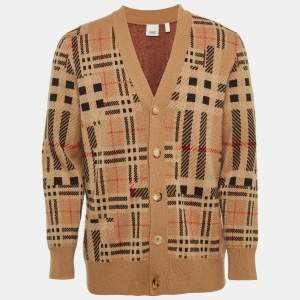 Burberry Brown Checks Cashmere Knit Cardigan S