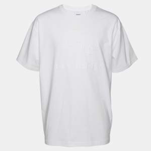 Burberry White Cotton Logo T-Shirt M