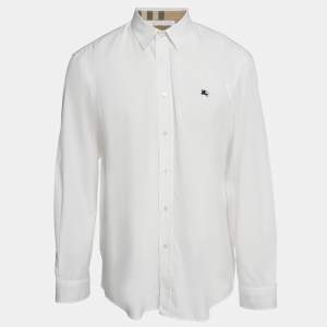 Burberry White Poplin Button Front Shirt XXL