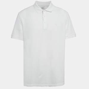 مملوكة مسبقًا Burberry White Cotton Pique Polo T-Shirt XXL