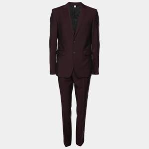 Burberry Burgundy Wool Blend Suit M