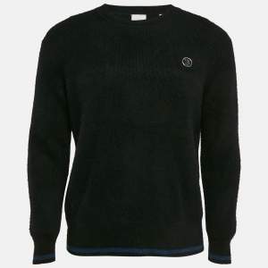 Burberry Black Monogram Motif Cashmere & Cotton Knit Sweater S