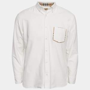 Burberry White Cotton Button Down Shirt L