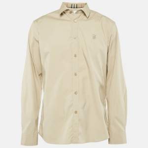 Burberry Beige Stretch Poplin Long Sleeve Shirt XL