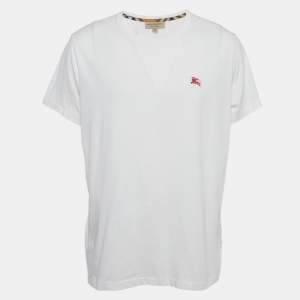 Burberry White Cotton Round Neck T-Shirt XXL